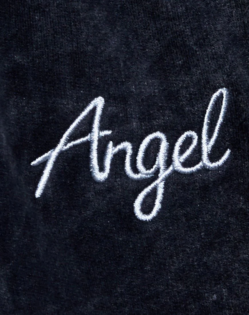 Nattan Jogger in Black Wash 'Angel' Embro - Image 5
