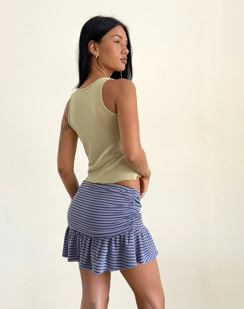 Nefeli Mini Skirt in Blue and Black Stripe - Image 4