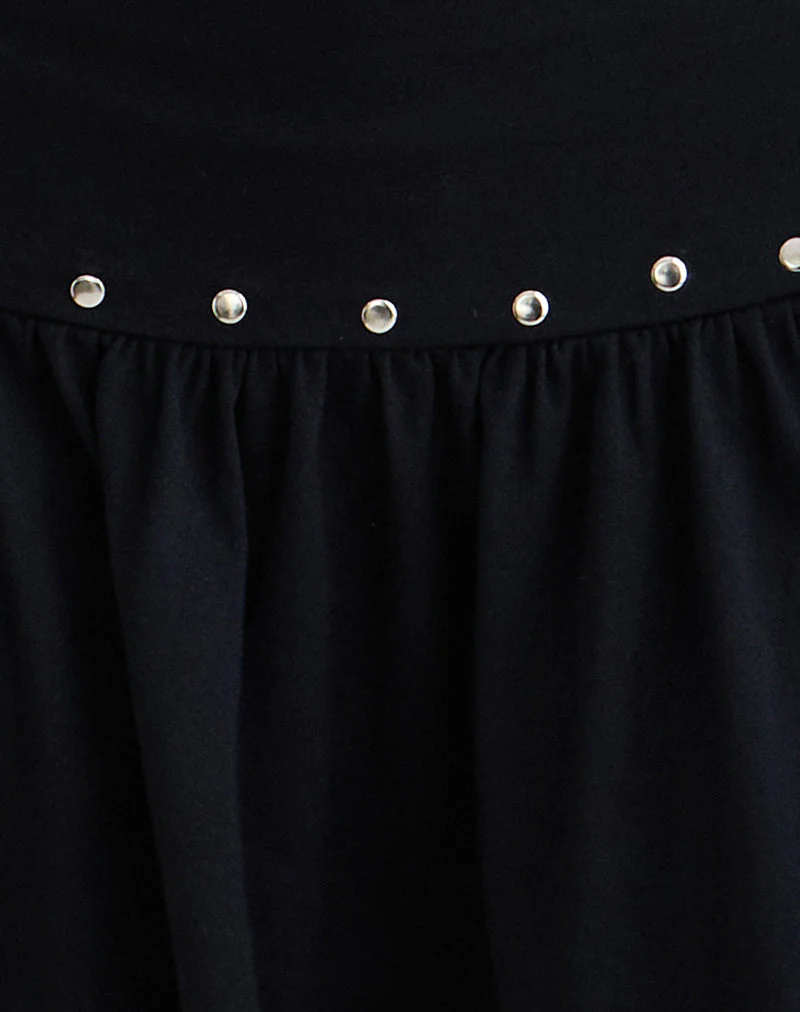 Nefety Studded Skirt in Jersey Black - Image 6