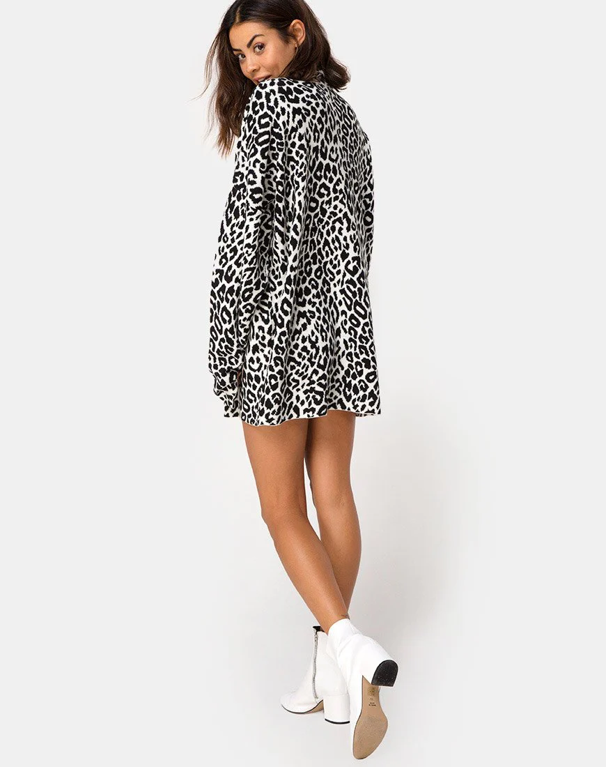 Neivie High Neck Jumper in Animal Knit - Image 5