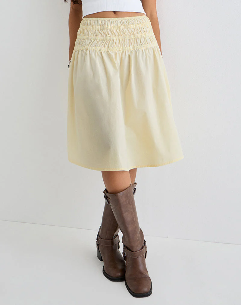 Neleta Midi Skirt in Poplin Lemon - Image 3
