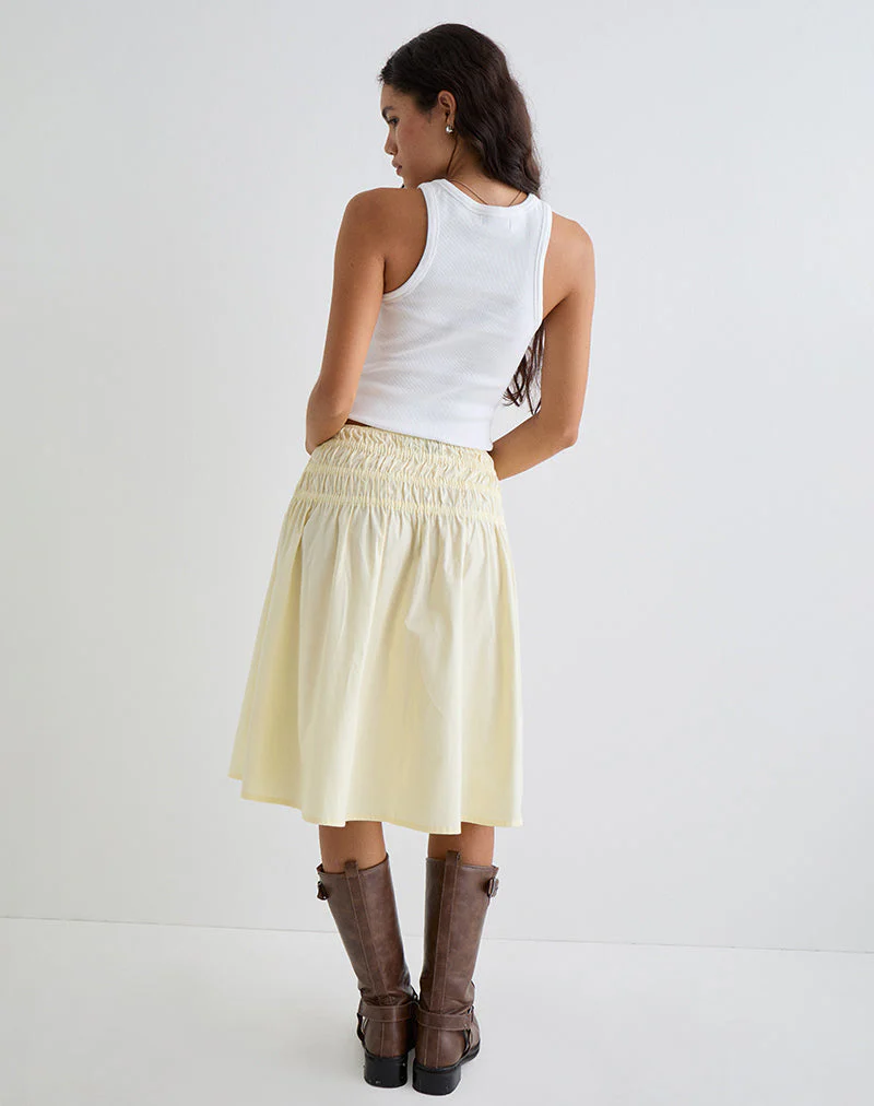 Neleta Midi Skirt in Poplin Lemon - Image 4