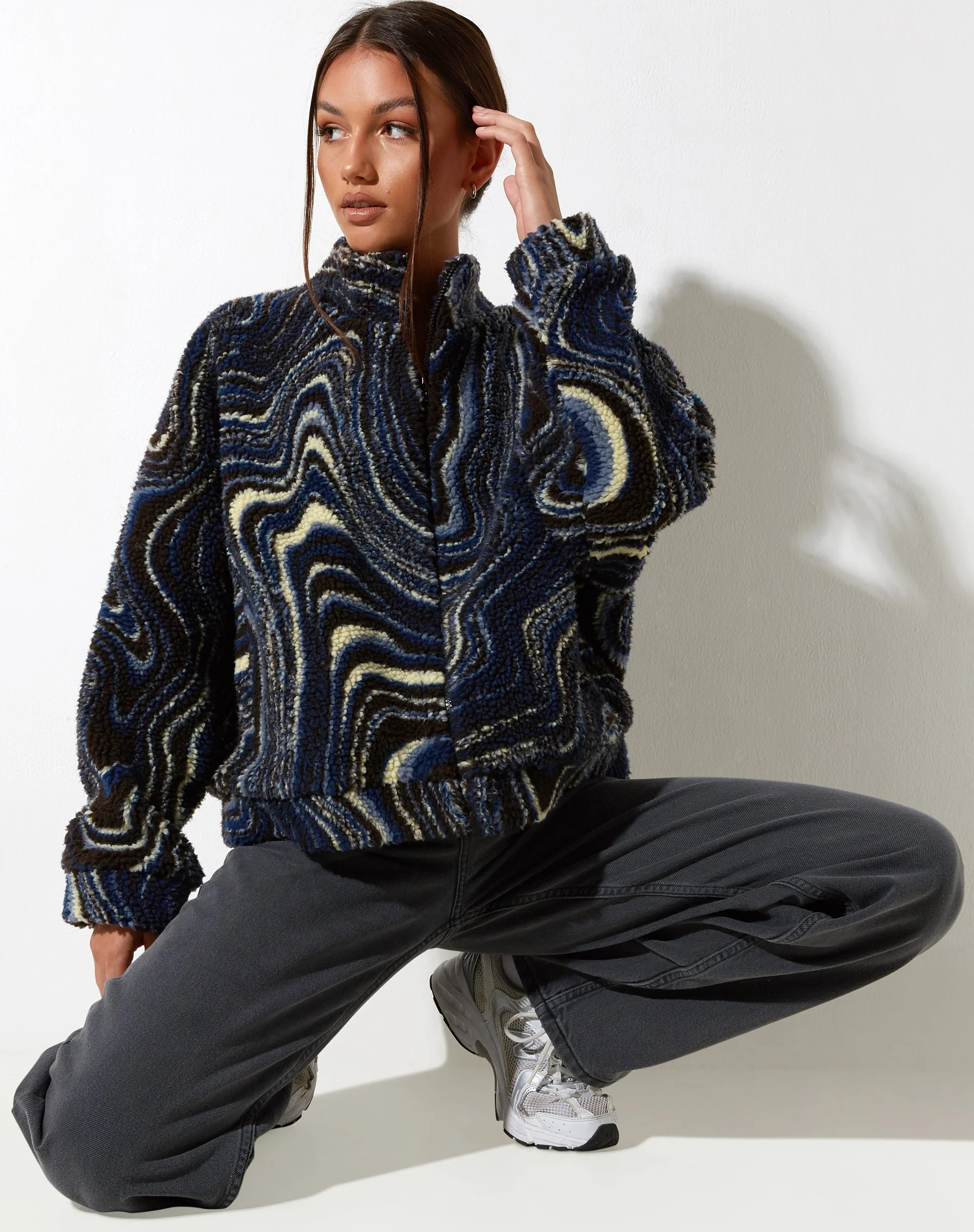 Nereo Jacket in Ripple Blue Black and Ivory - Image 3