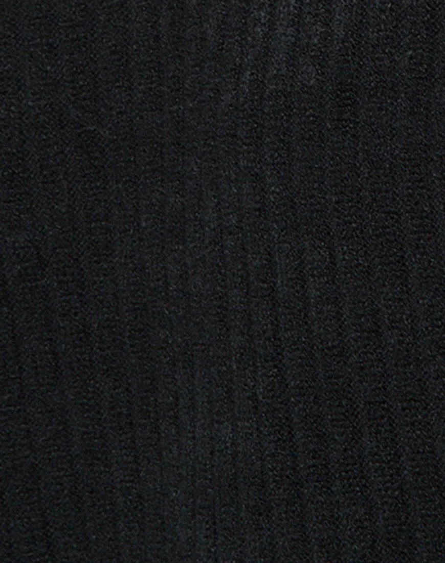 Neve Jumper Dress in Rib Knit Black - Image 4