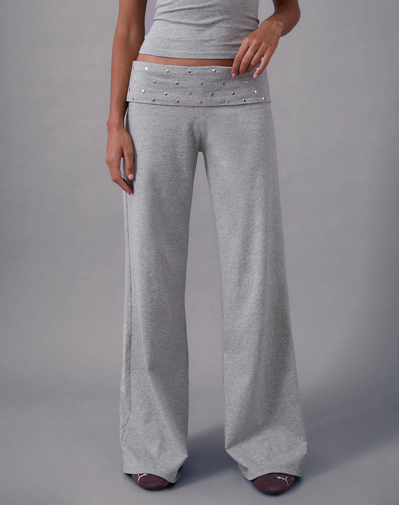 Nevivi Foldover Trouser in Studded Grey Marl - Image 4