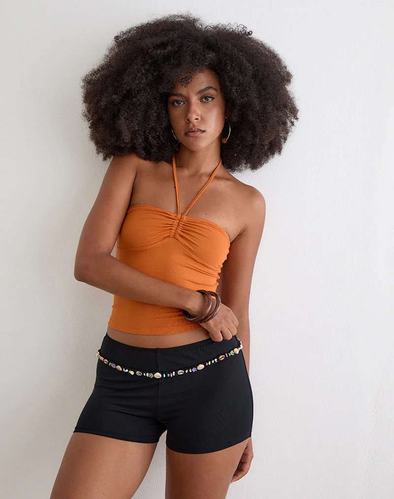 Nilo Micro Short with Shell Trim in Cupro Black - Image 3