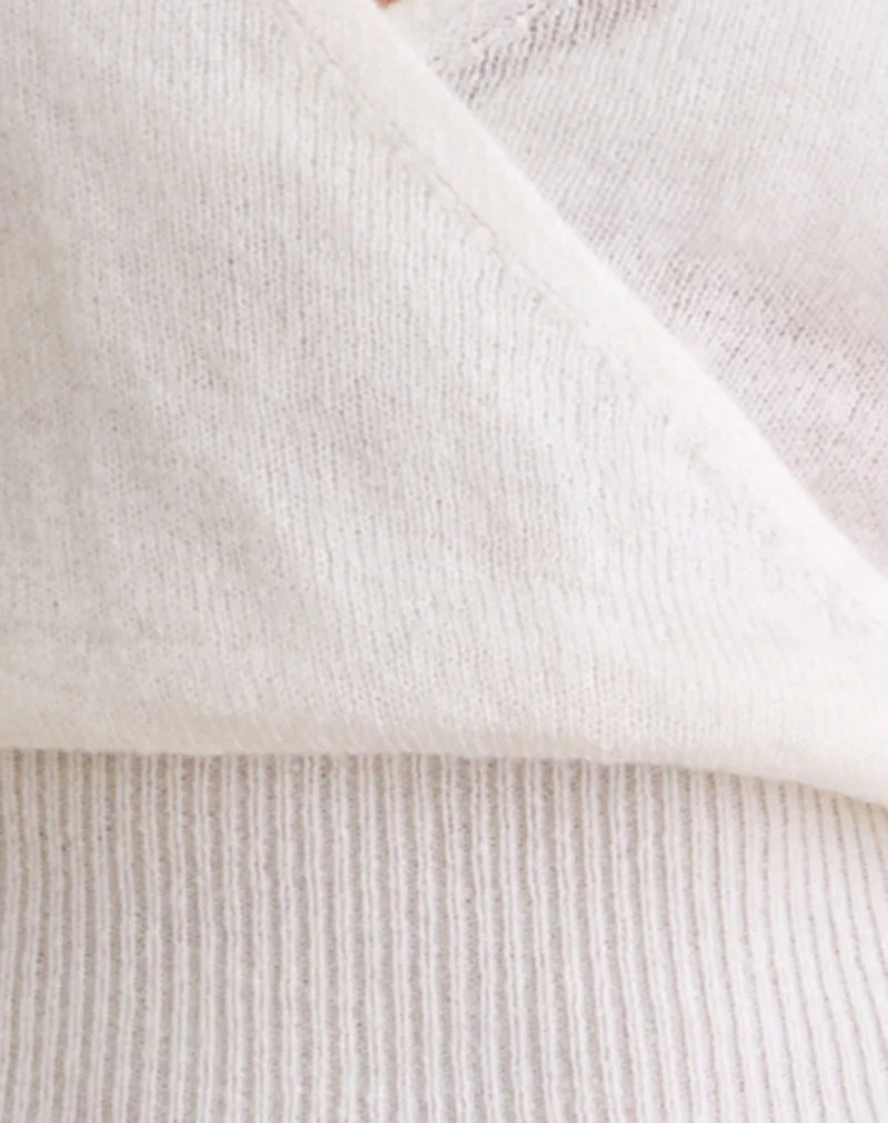 Nilza Wrap Top in Knit Off White - Image 5
