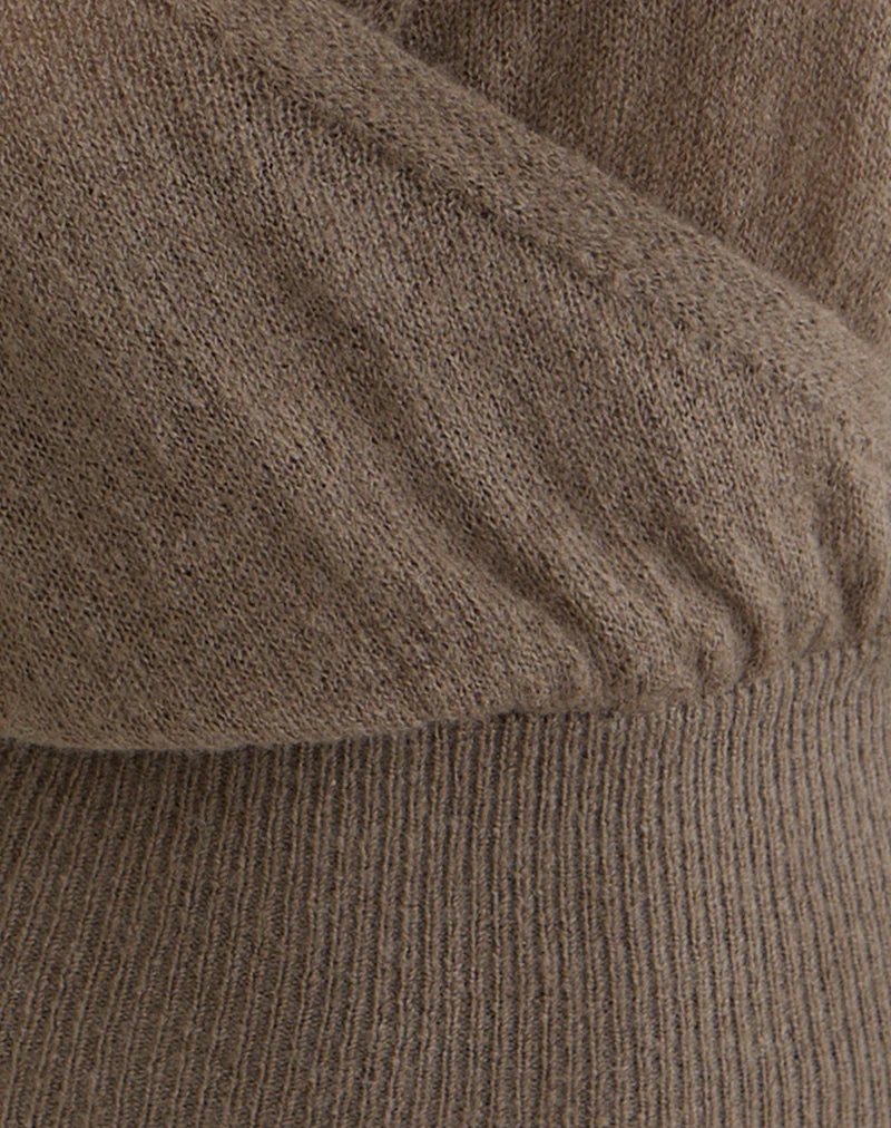 Nilza Wrap Top in Knit Taupe - Image 6