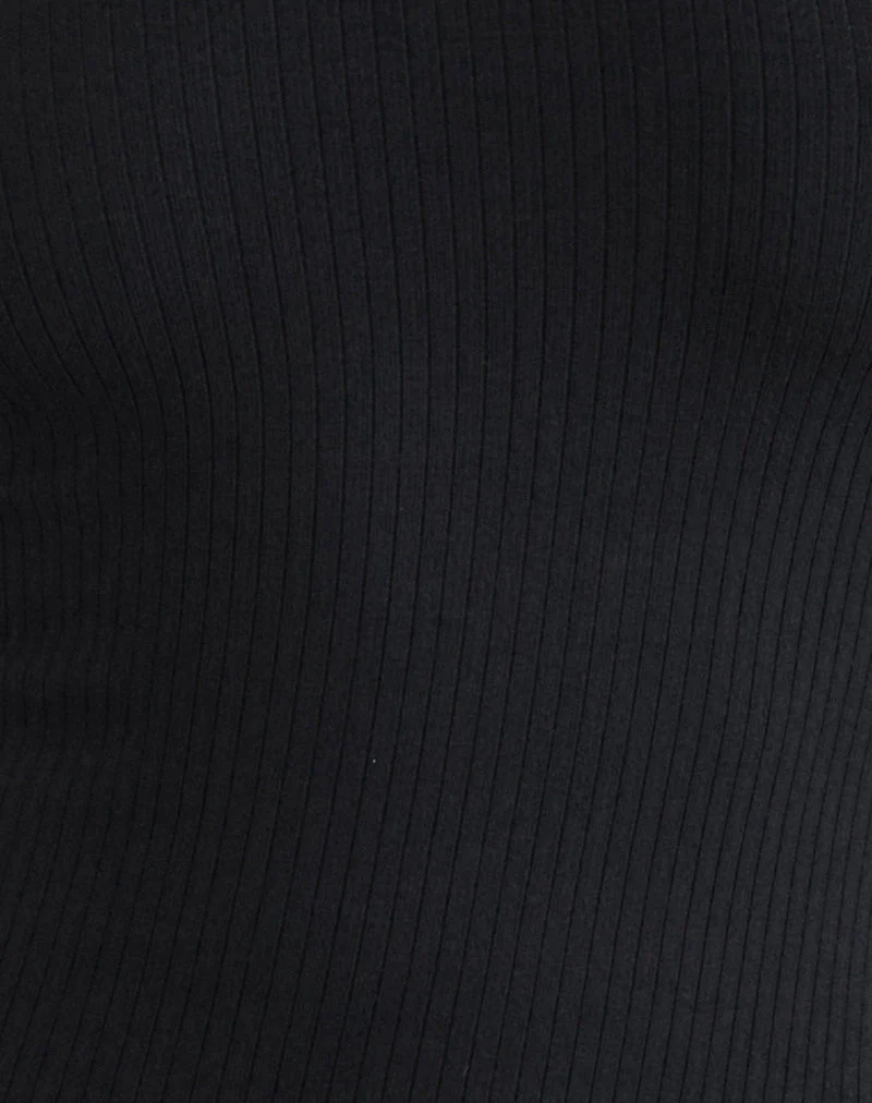 Nique Long Sleeve Top in Thick Rib Black - Image 6