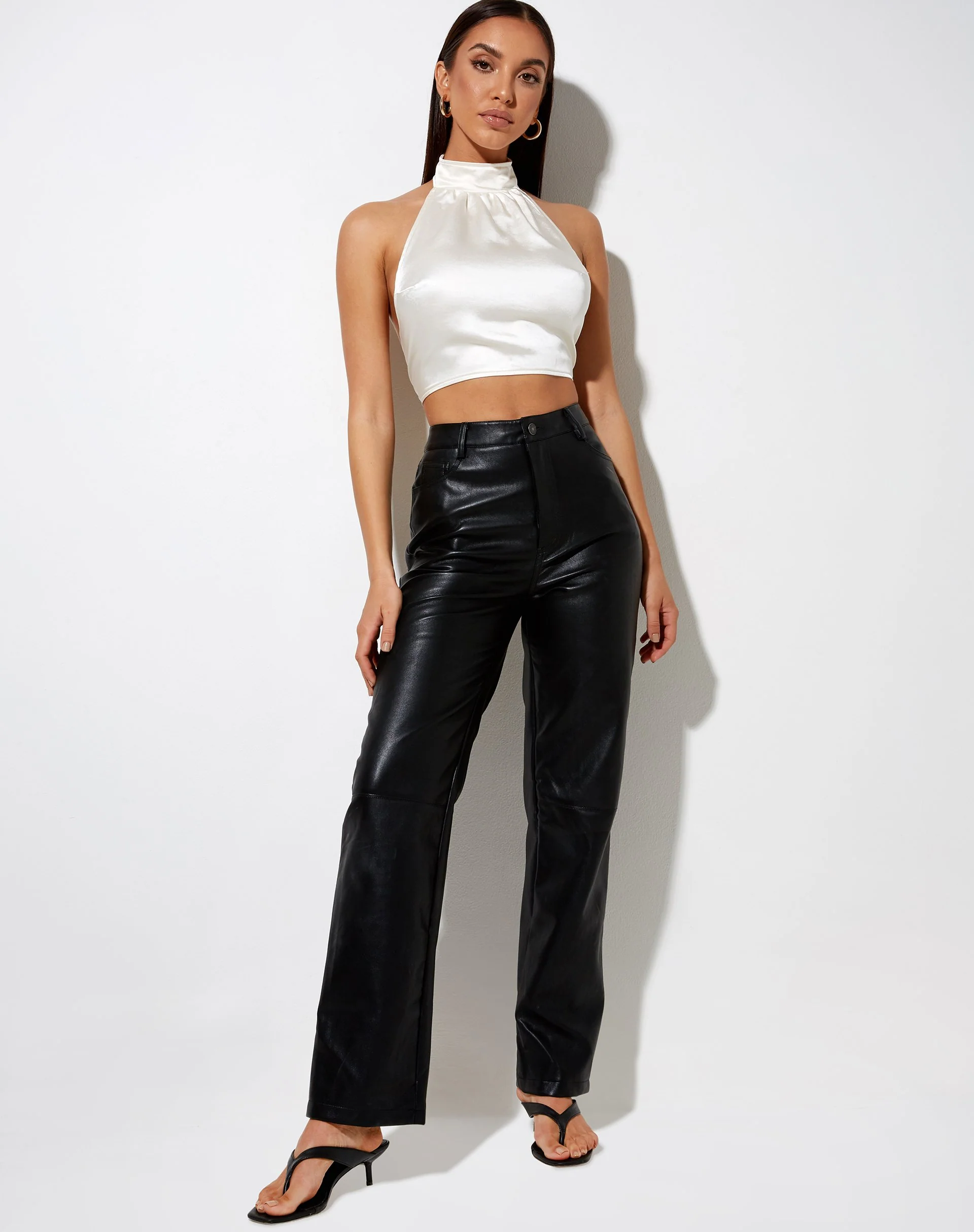 Noela Crop Top in Satin Ivory - Image 3