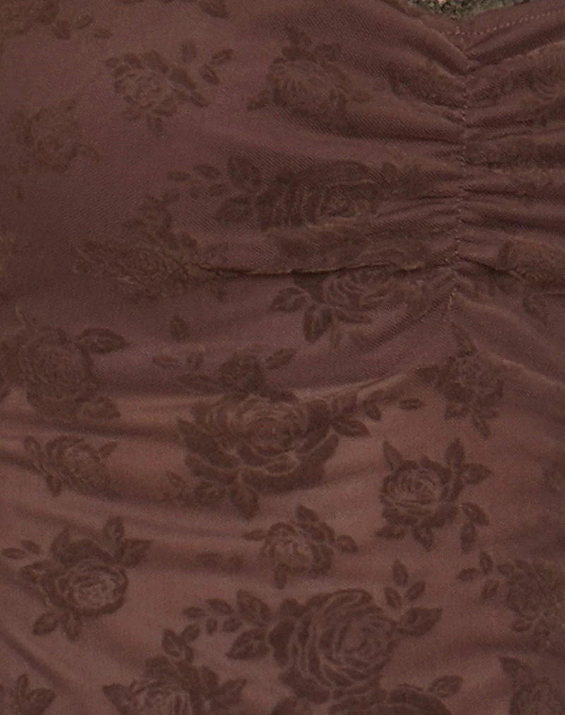 Noira Cami Top in Romantic Rose Flock Brown - Image 6