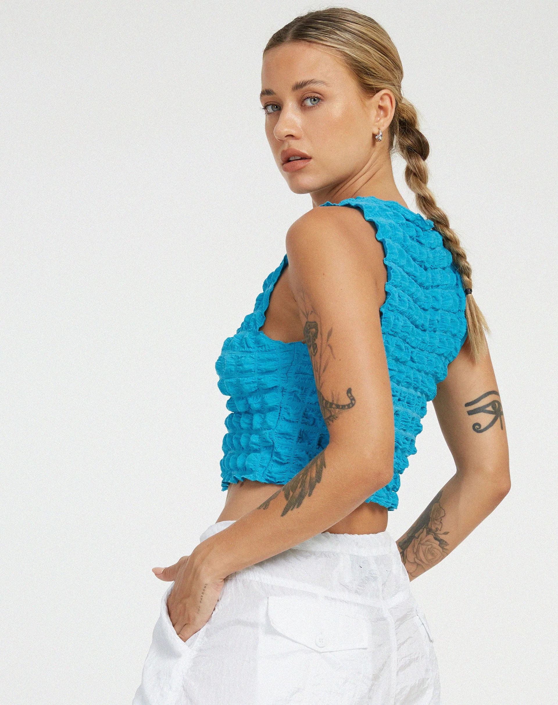 Nolan Crop Top in Blue - Image 2
