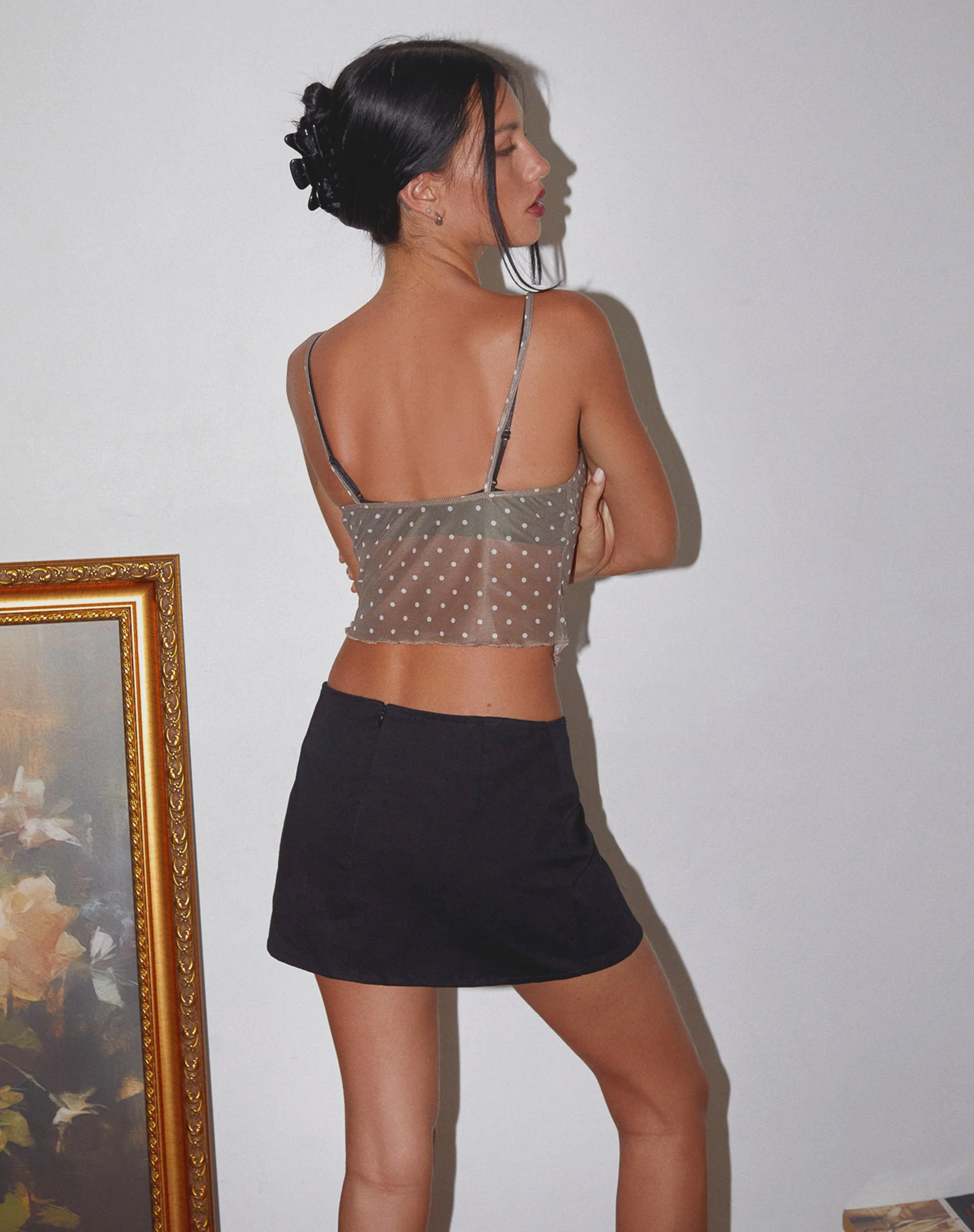 Norde Cami Top in Brown and White Polka - Image 4