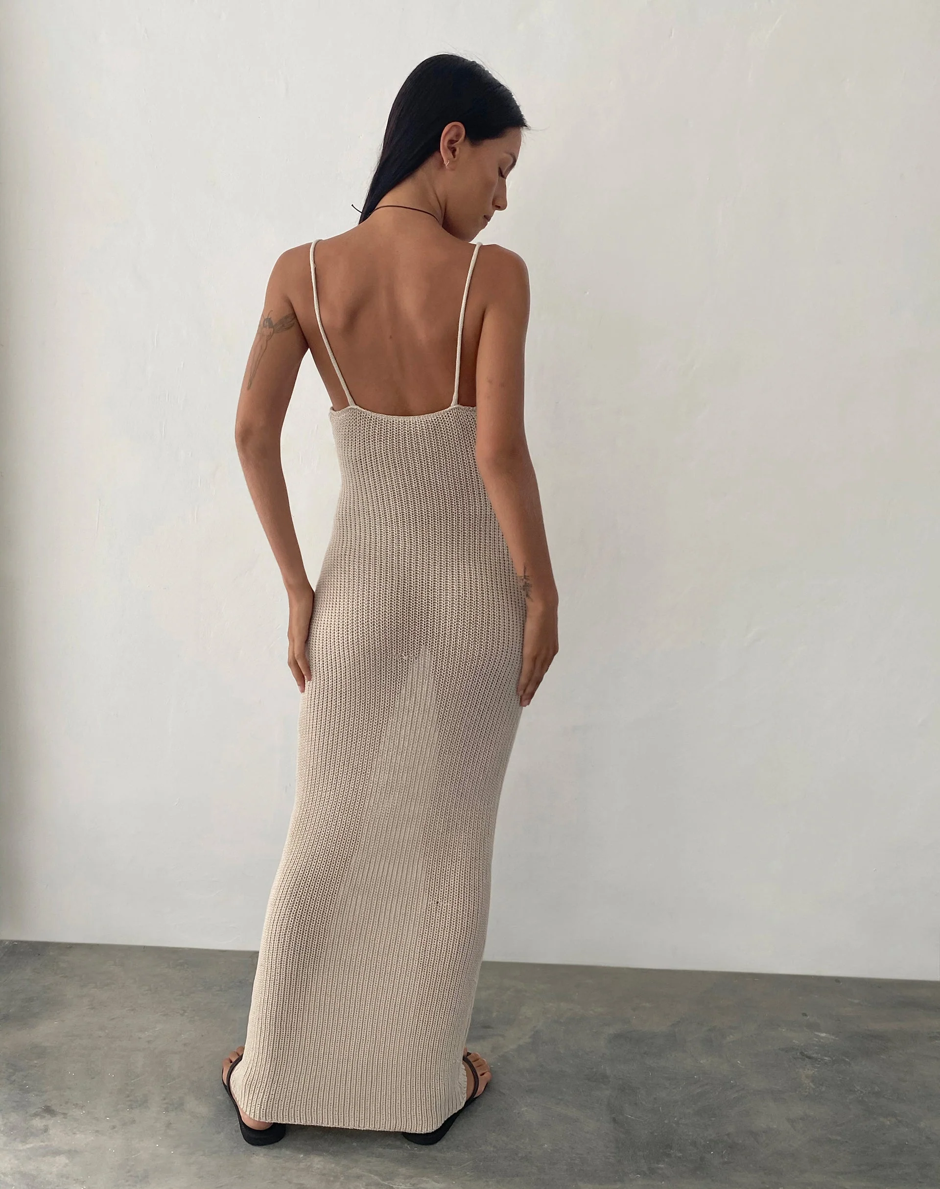 Norila Knitted Maxi Dress in Neutral - Image 5