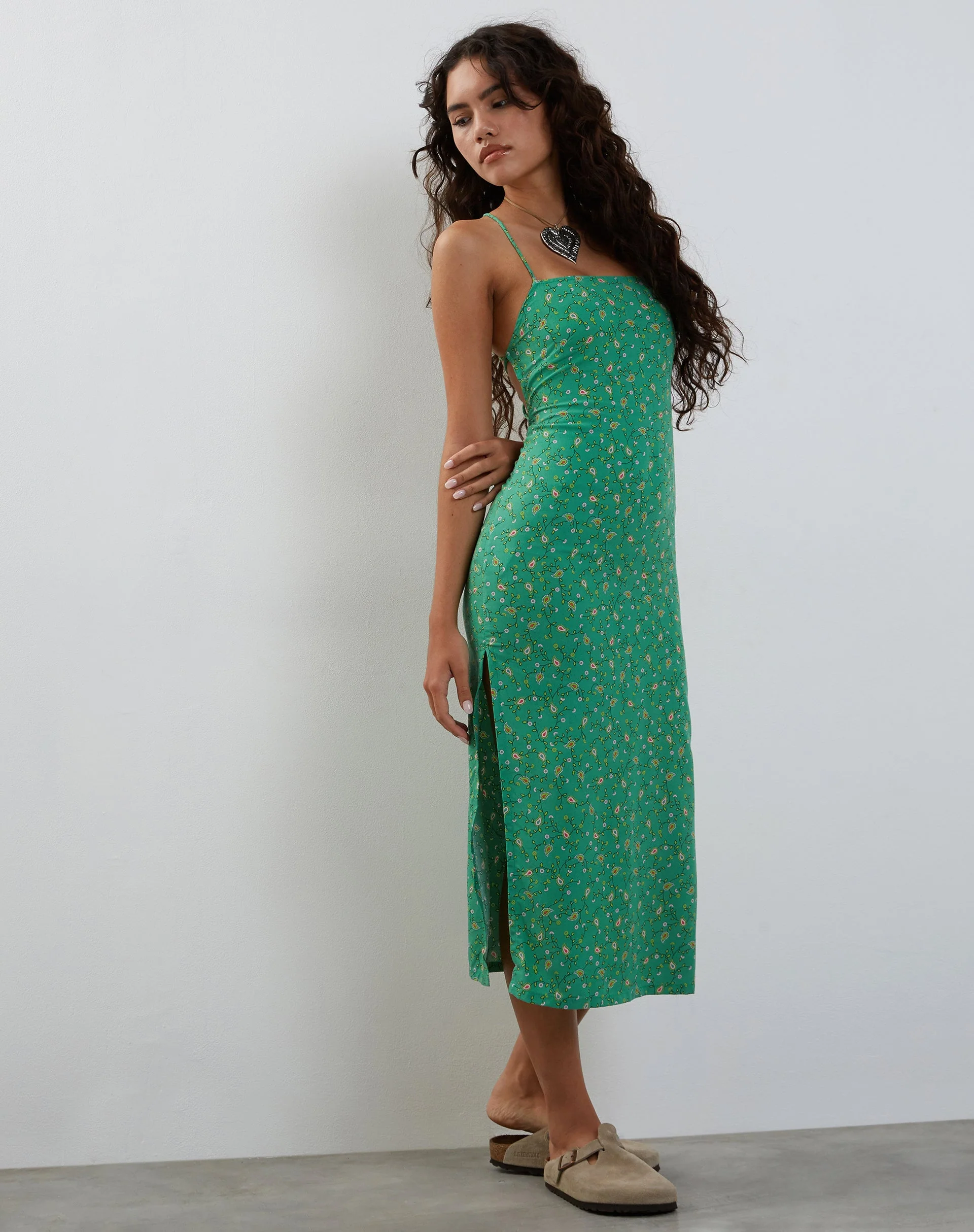 Nosita Midi Dress In Paisley Fun Green - Image 4