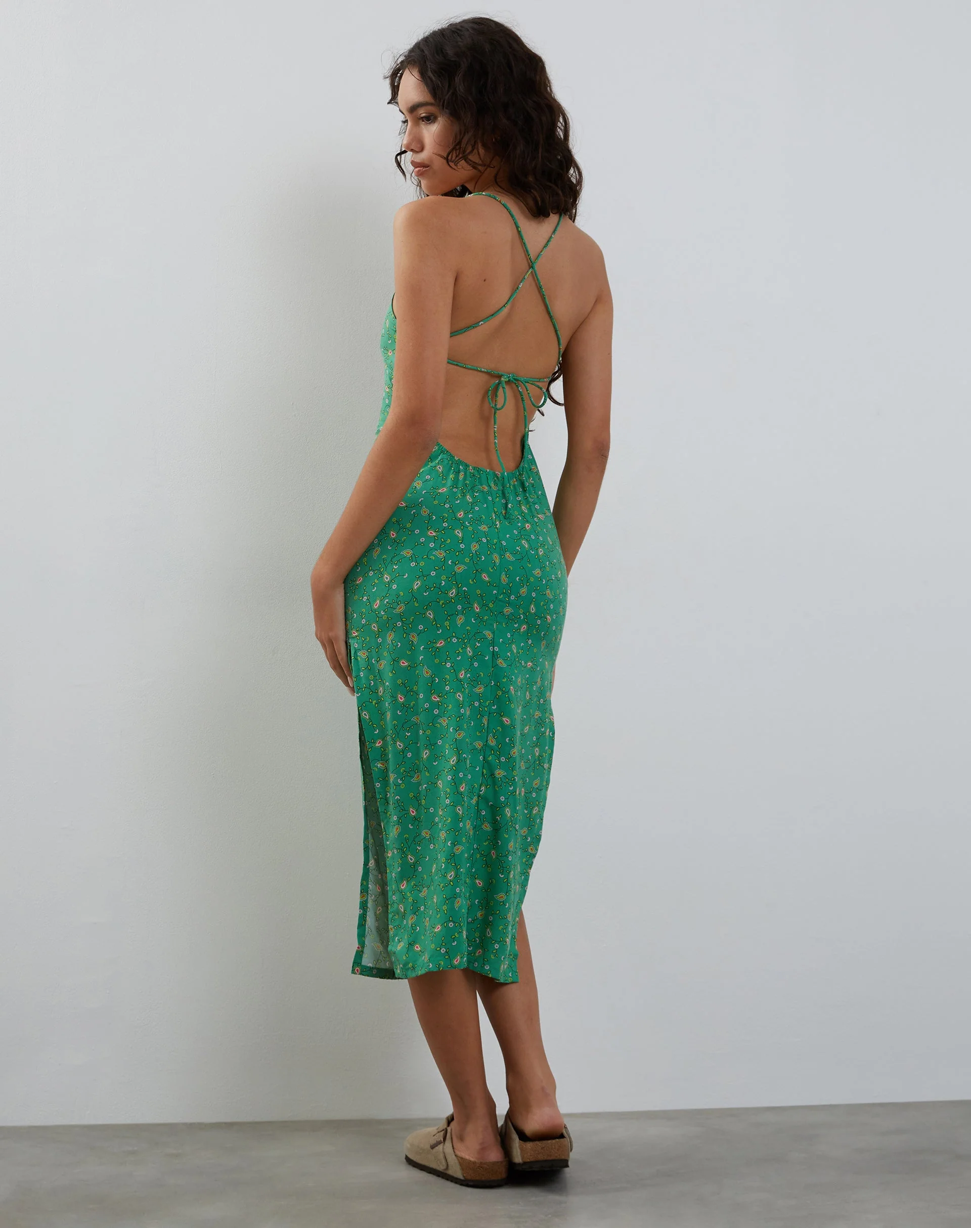 Nosita Midi Dress In Paisley Fun Green - Image 5