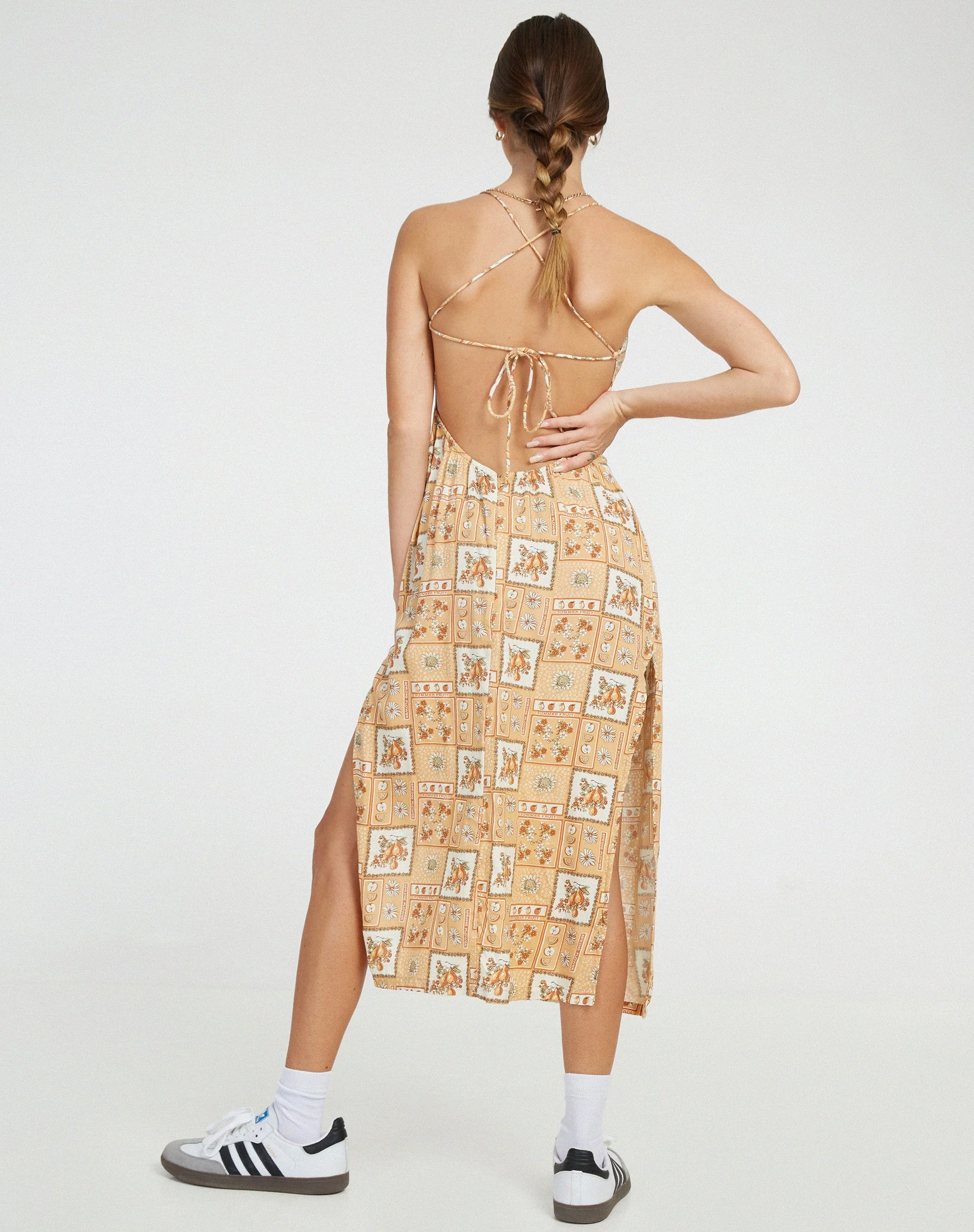 Nosita Midi Dress in Picnic Print Brown - Image 4