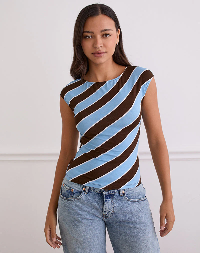 Nova Top in Retro Stripe Blue - Image 2