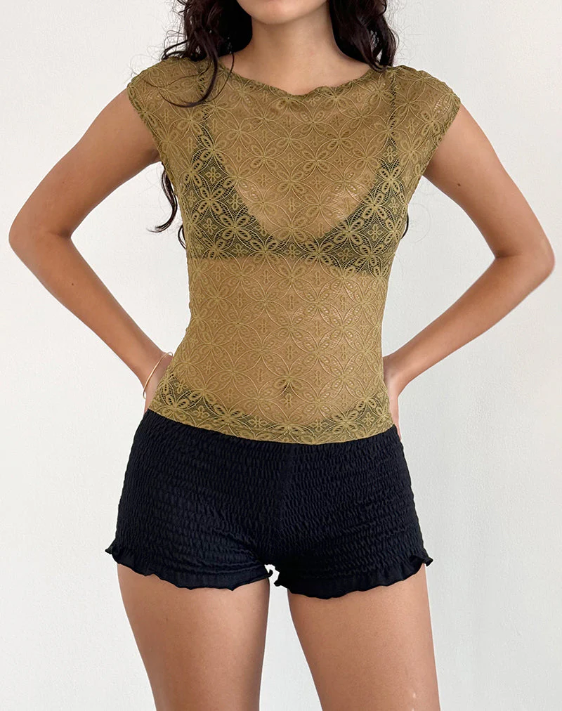 Nova Top in Textured Moss Green - Image 5