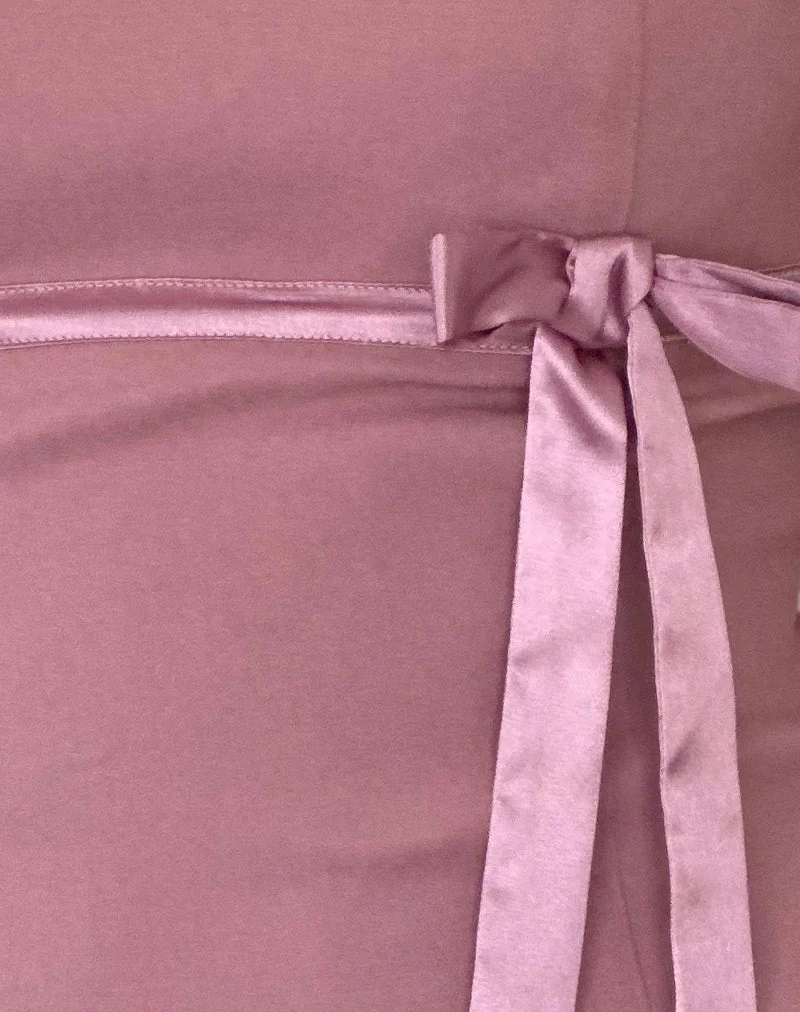 Novita Bow Detail Bandeau Top in Tailoring Dusky Pink - Image 5