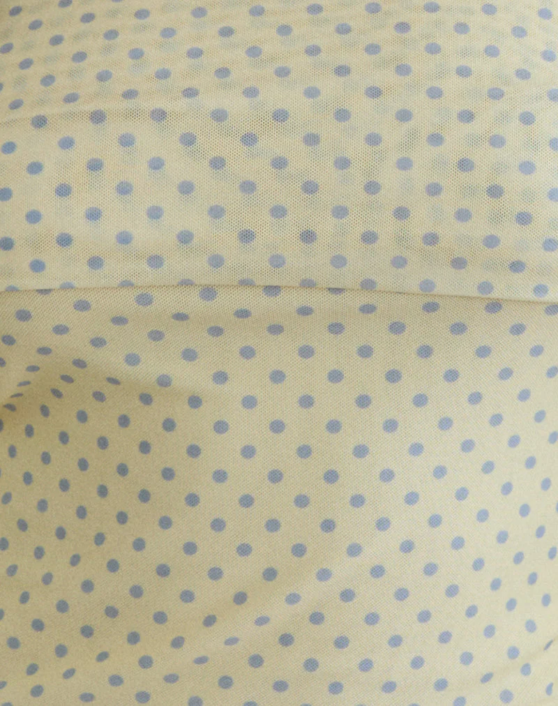 Nunik Halterneck Top in Yellow with Compact Grey Polka - Image 6