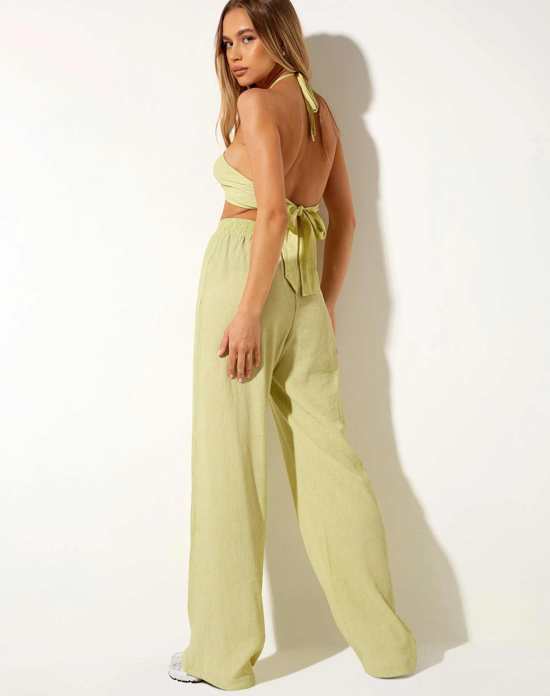 Obeli Trouser in Crinkle Sage - Image 3