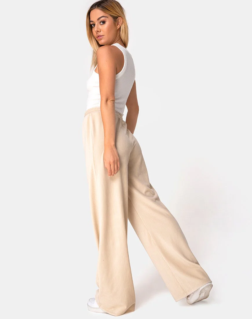 Obeli Trouser in Rib Cream - Image 4