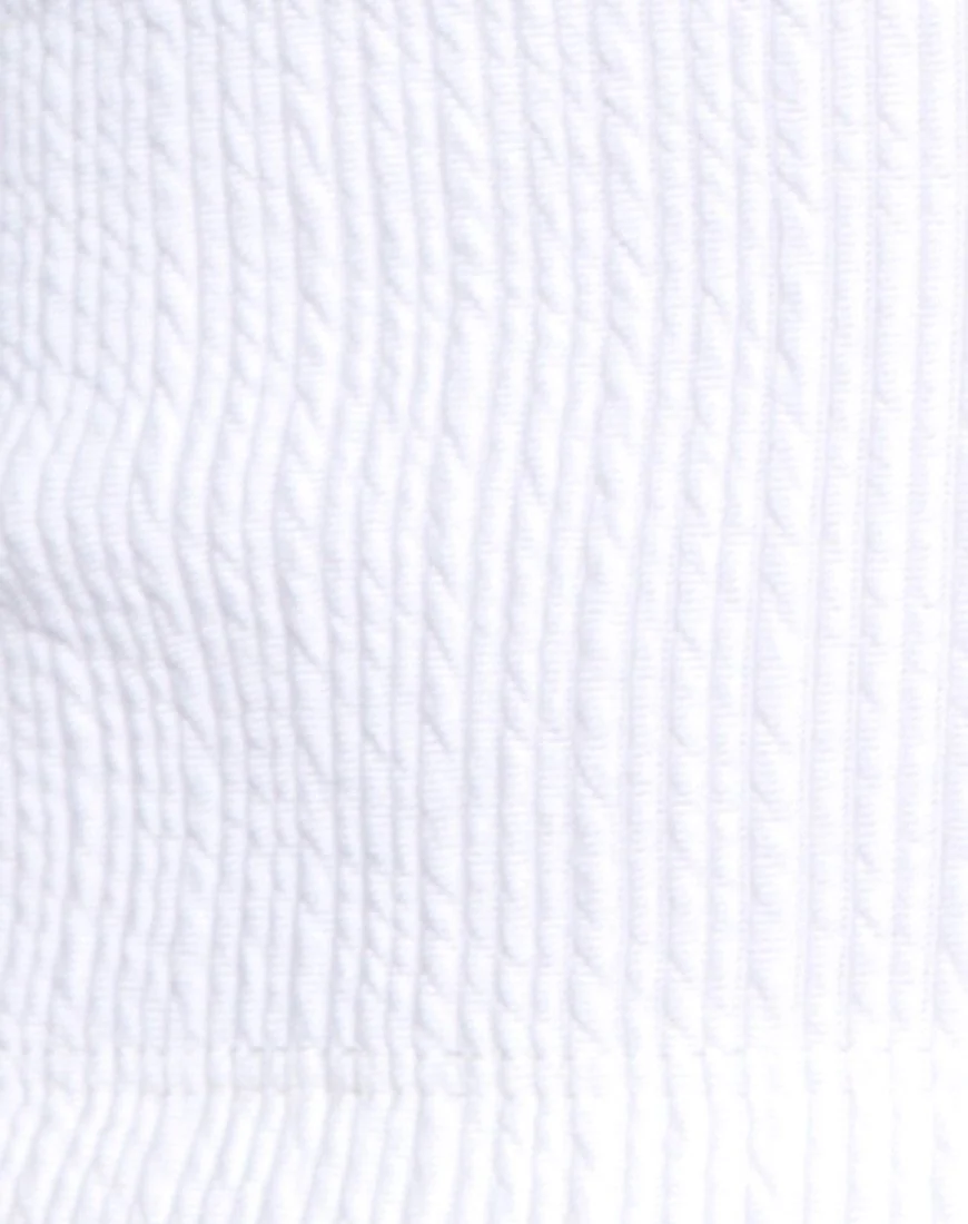 Okie Off The Shoulder Crop Top in Multi Rib Ivory - Image 5