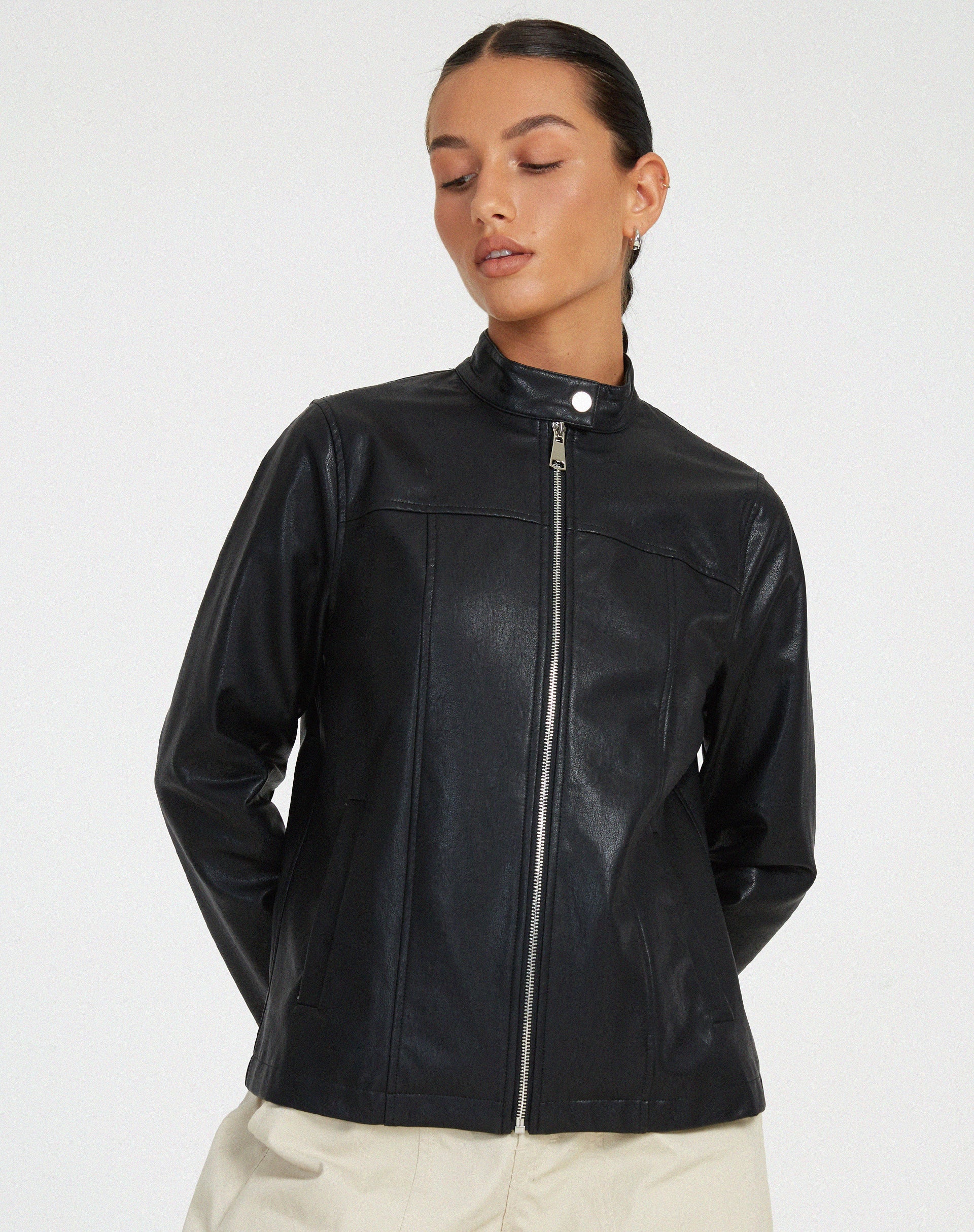 Olivia Jacket in PU Black - Image 2