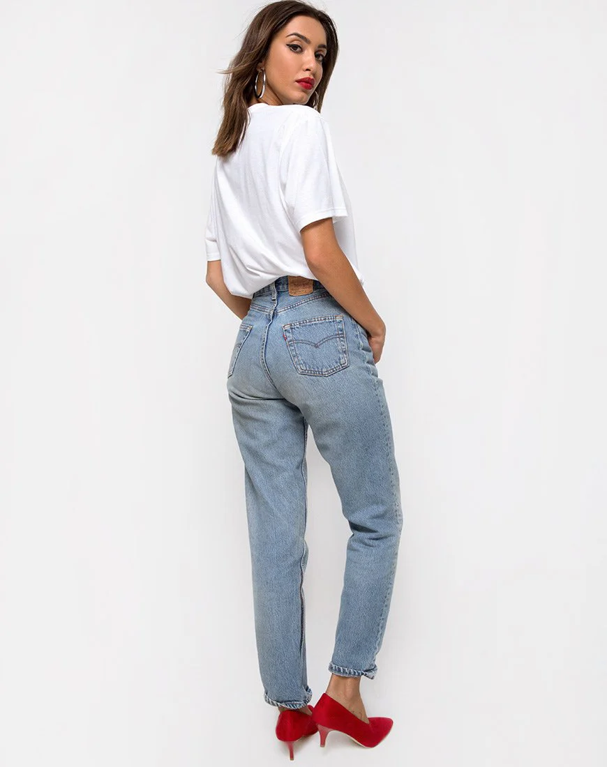 Oversize Basic Tee in White with Rose - Image 4