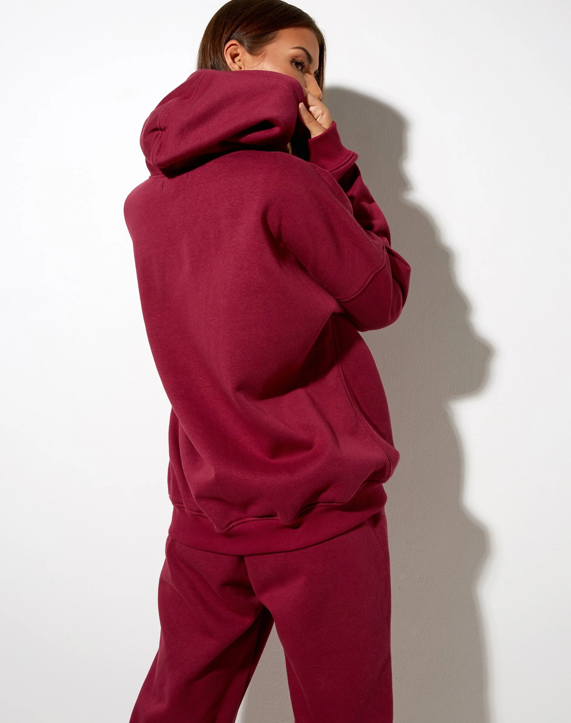 Oversize Hoodie in Burgundy 'Angel' Embro - Image 2