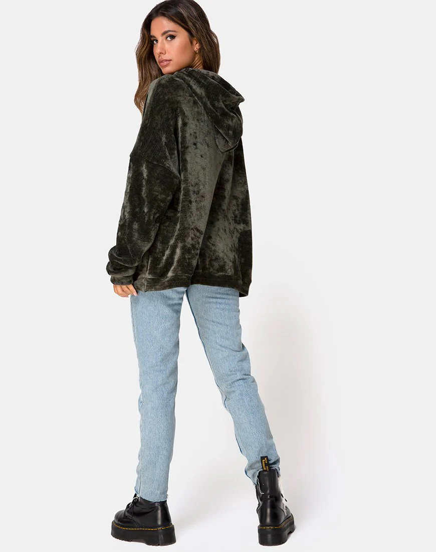 Oversize Hoody in Chenille Olive - Image 4
