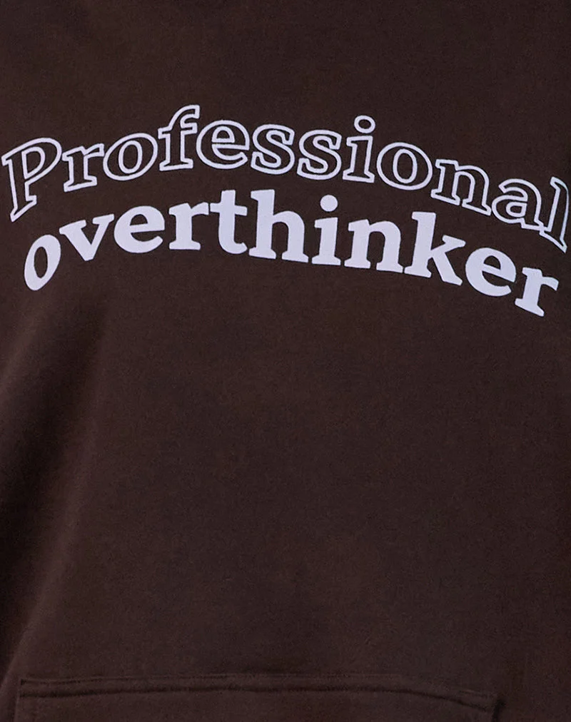 Oversized Hoodie in Bitter Chocolate with Overthinker Print - Image 7