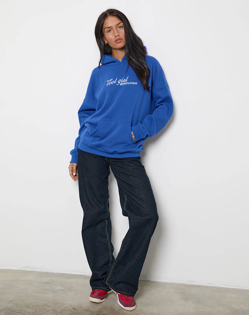 Oversized Hoodie in Cobalt Blue with Cool Girl Graphic - Image 3
