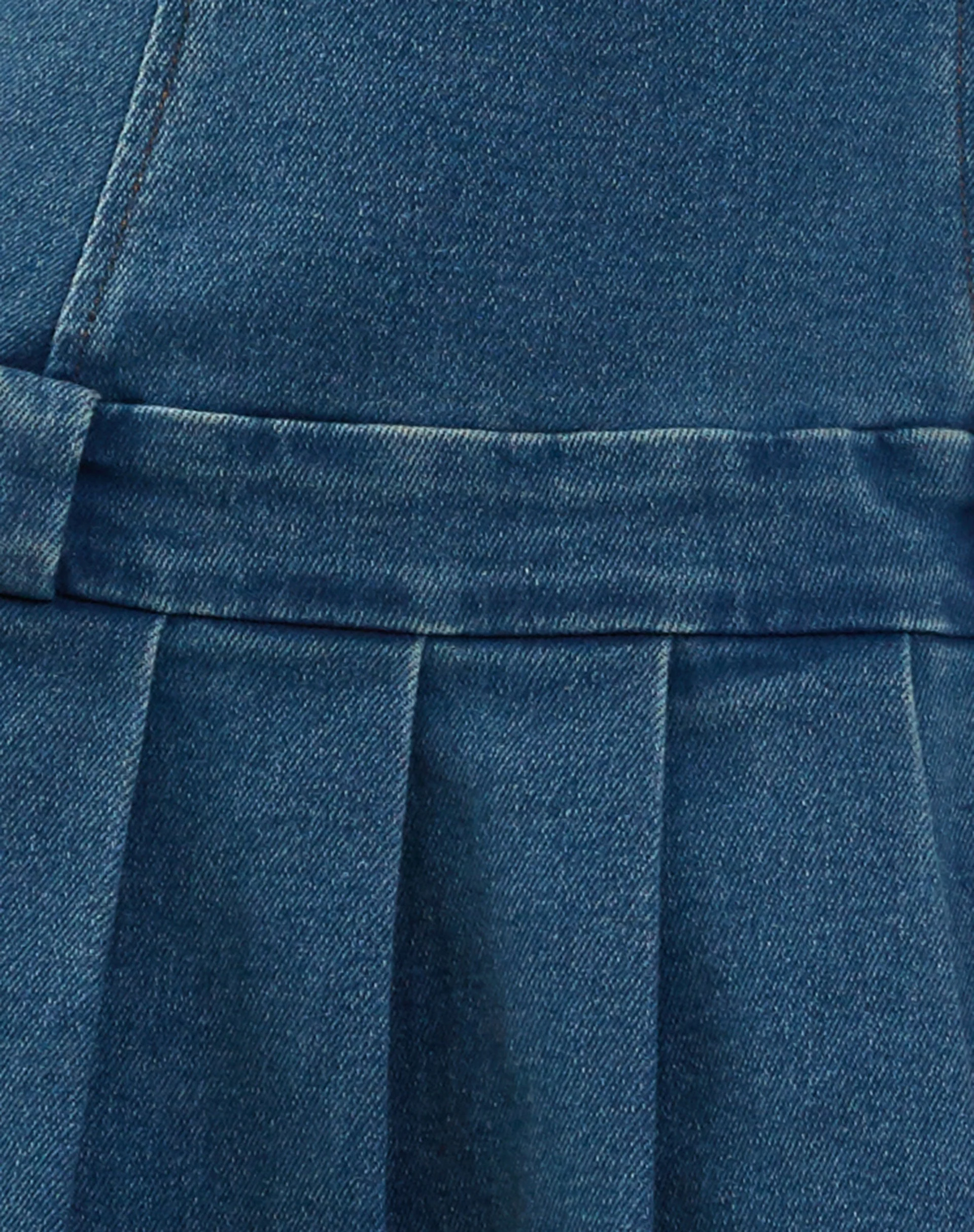 Pajaya Denim Bandeau Mini Dress in Blue Wash - Image 8