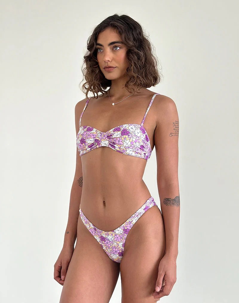 Pali Bikini Top in Bright Floral Orange and Purple - Image 4