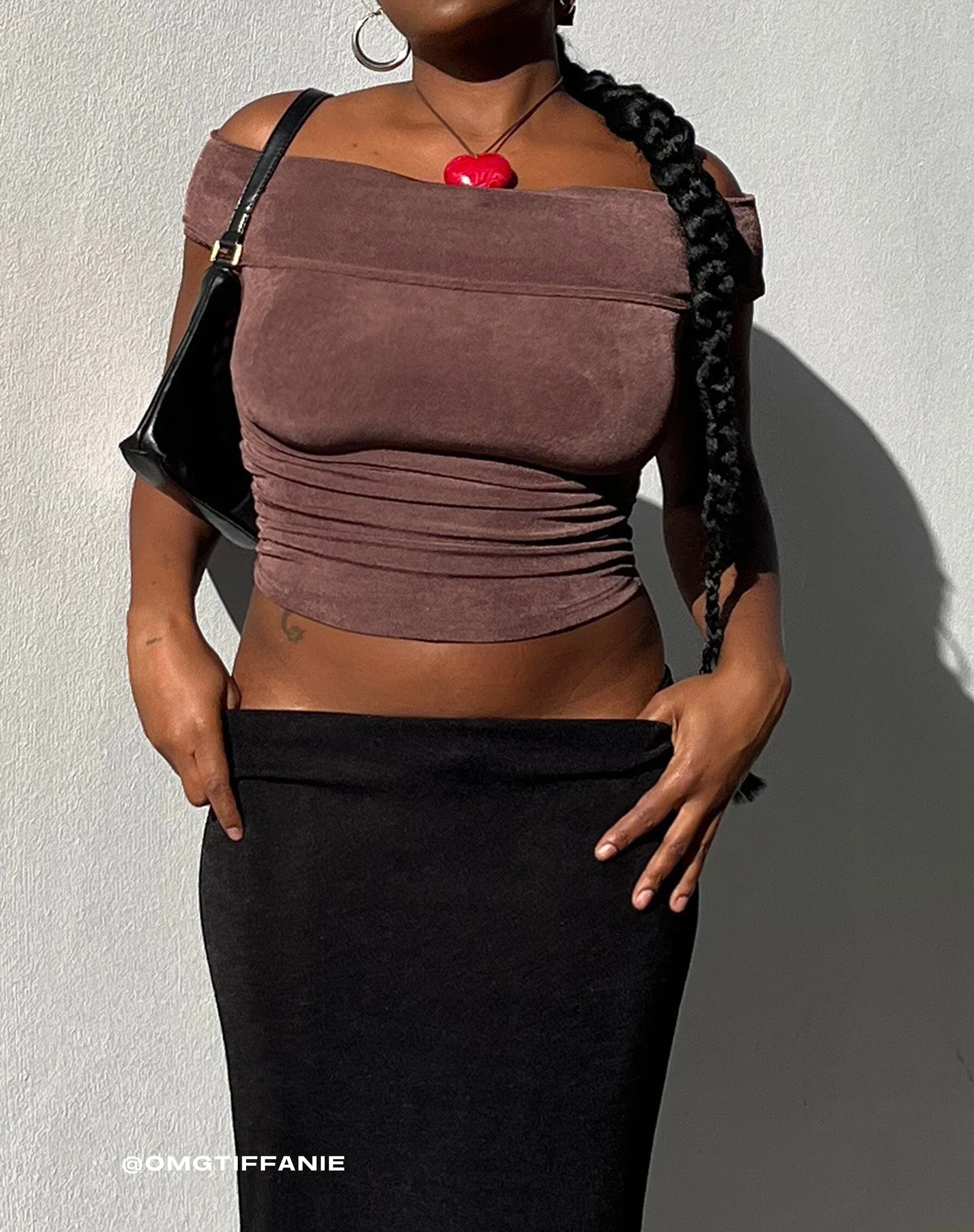 Palita Slinky Bardot Top in Peppercorn - Image 2
