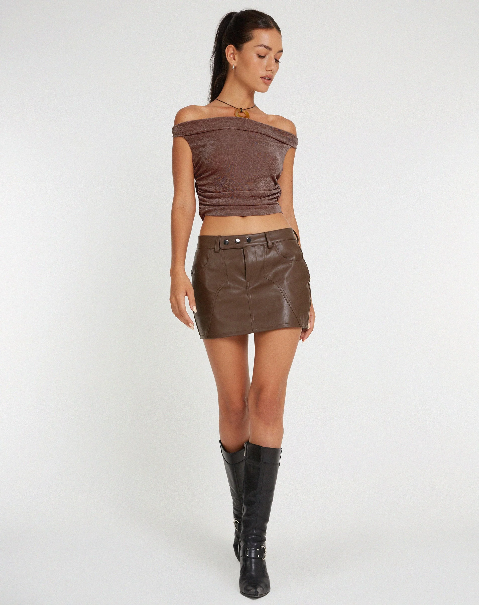 Palita Slinky Bardot Top in Peppercorn - Image 5