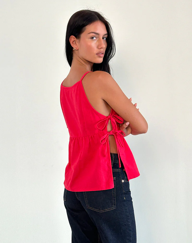 Palsi Tie Side Sleeveless Top in Tango Red - Image 4