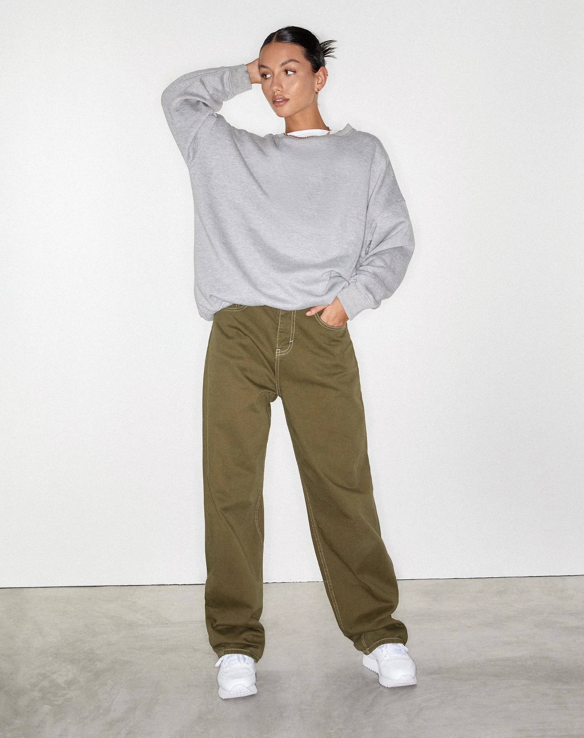 Parallel Jeans in Military Green - Image 3