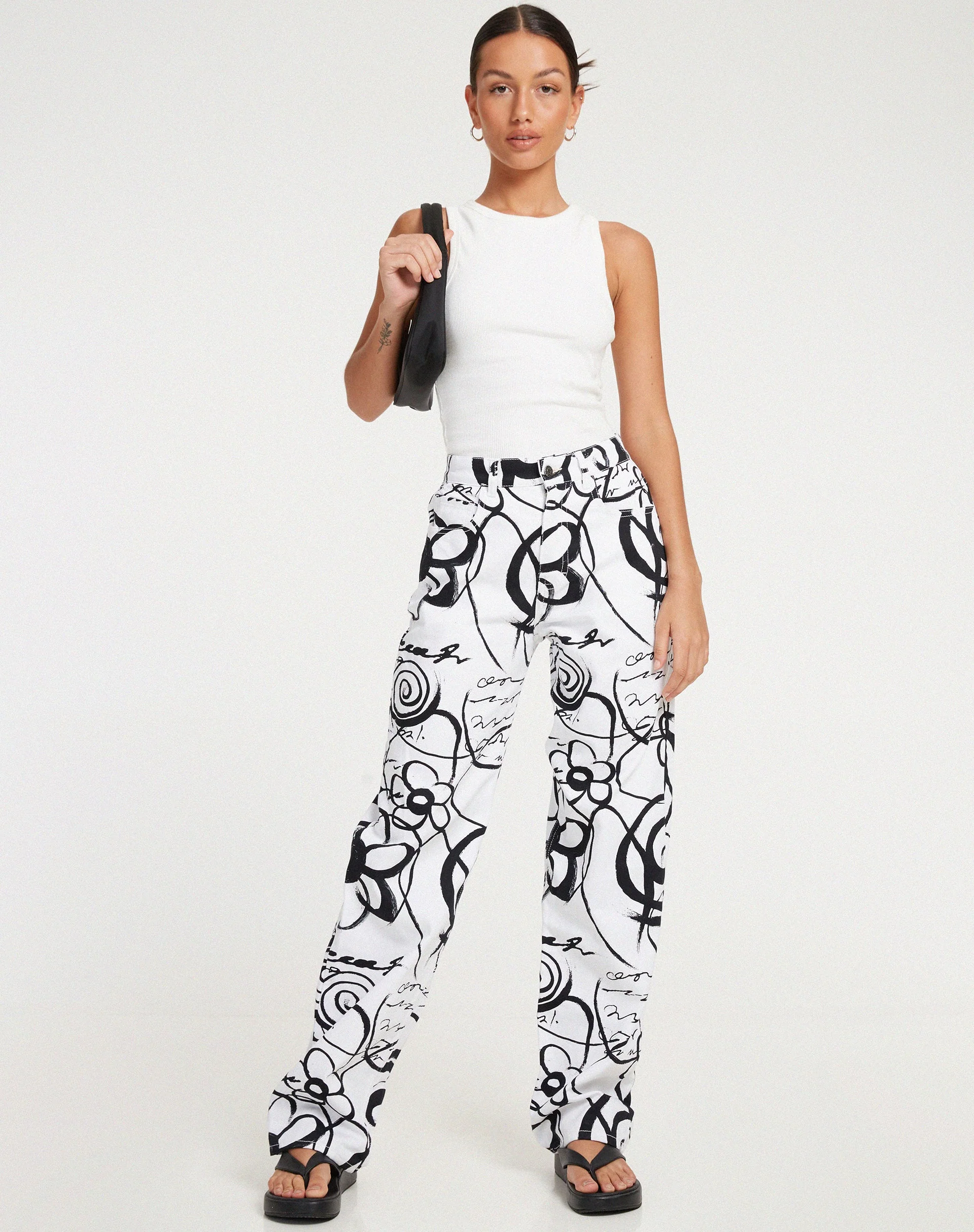 Parallel Jeans in Mono Doodle Black and White