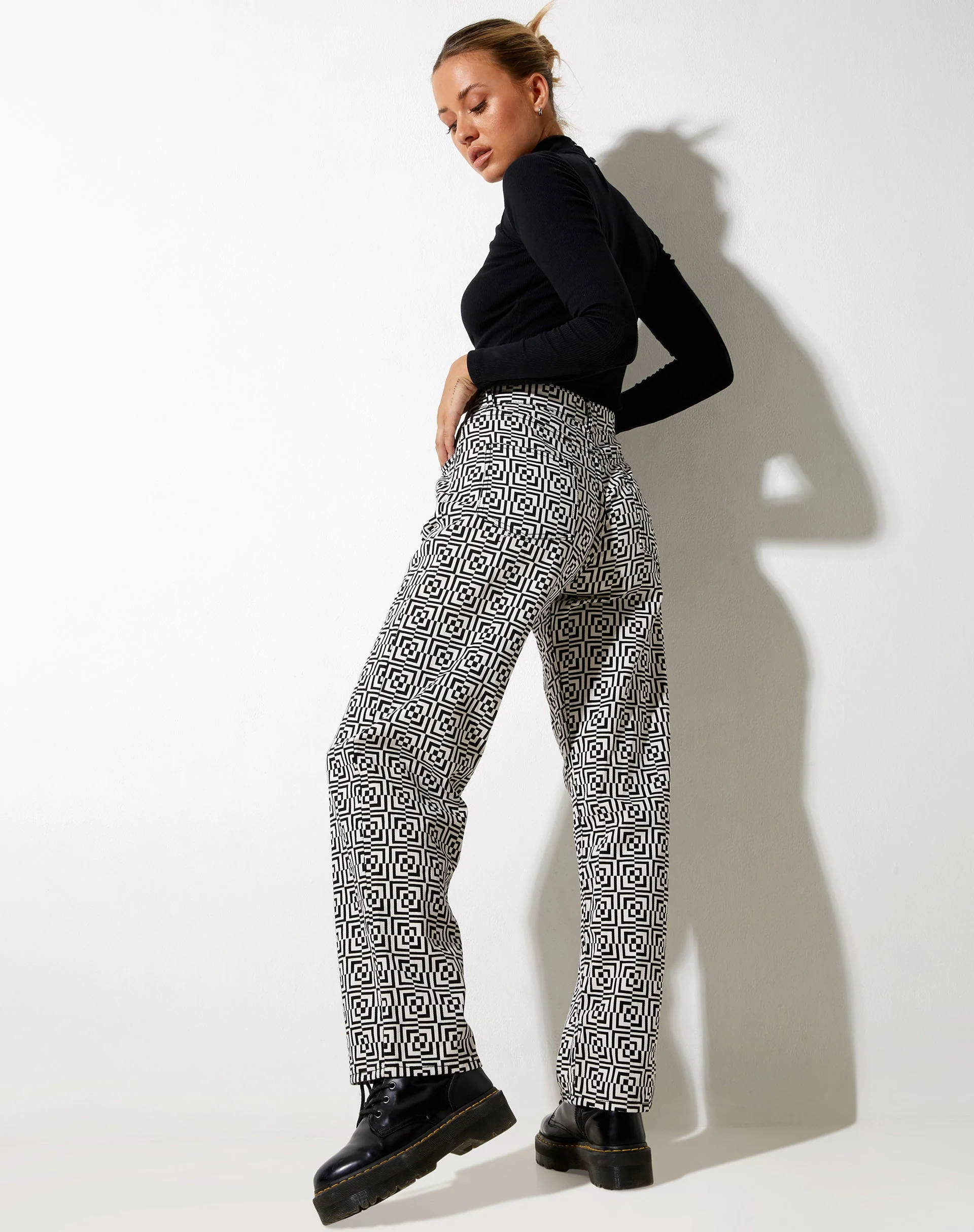 Parallel Jeans in Optic Square Black and White - Image 5
