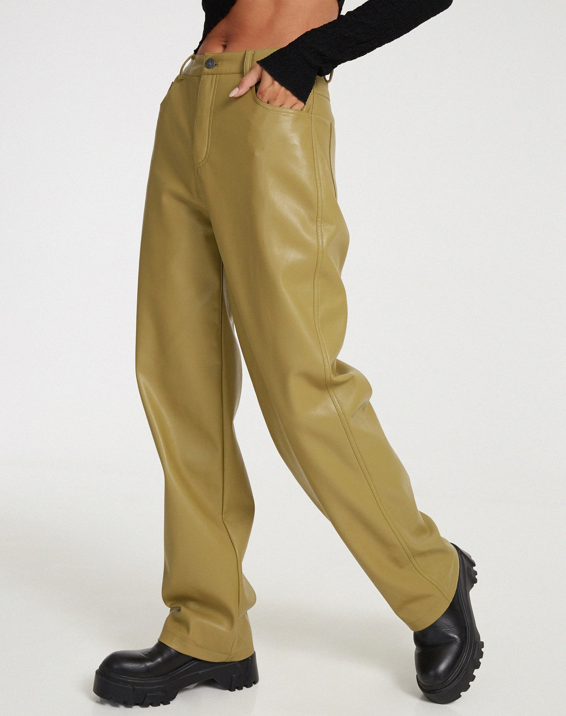 Parallel Trouser in PU Leaf Green - Image 2