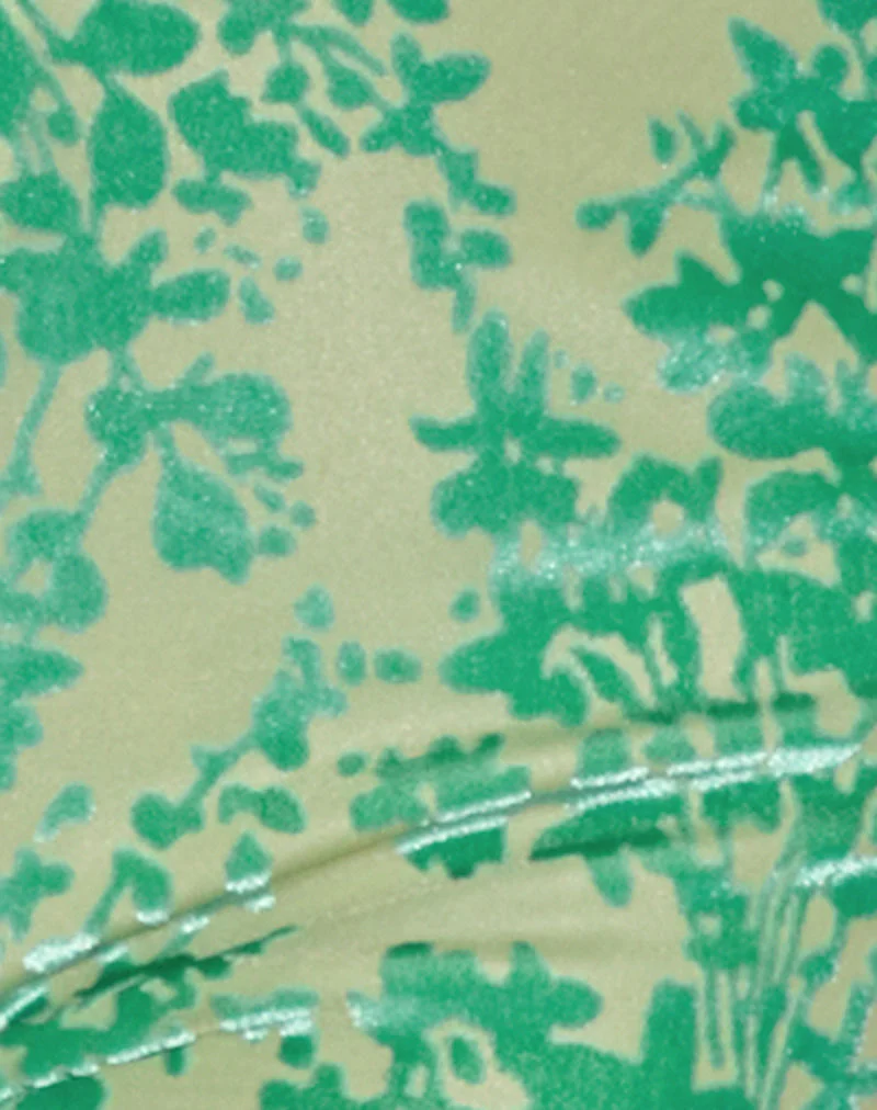Peggy Bandeau Top in Floral Flock Green and Blue - Image 6