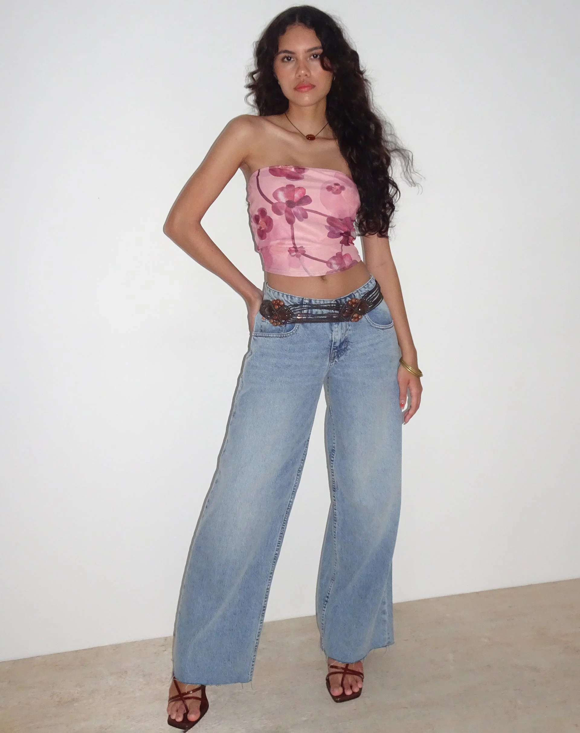 Peggy Bandeau Top in Watercolour Floral Blush - Image 2