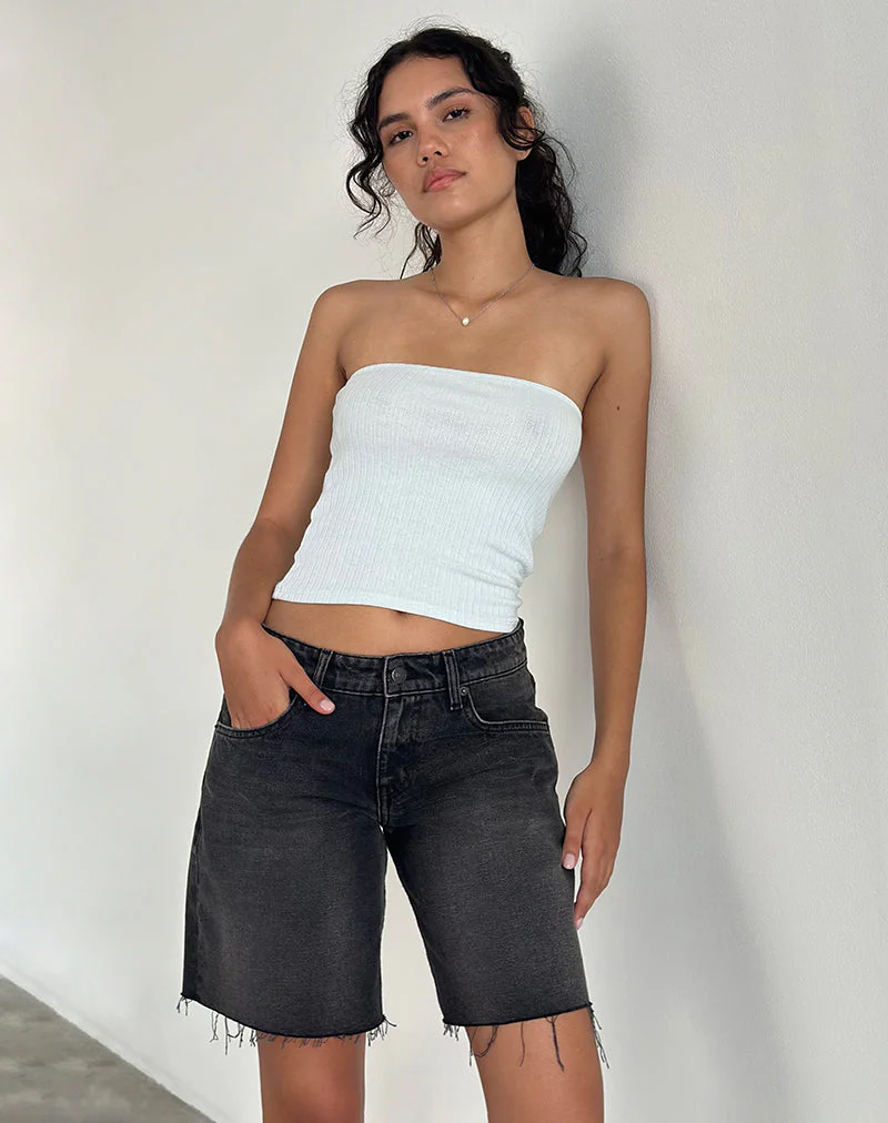Peggy Bandeau Top in Pointelle Soft Blue - Image 2