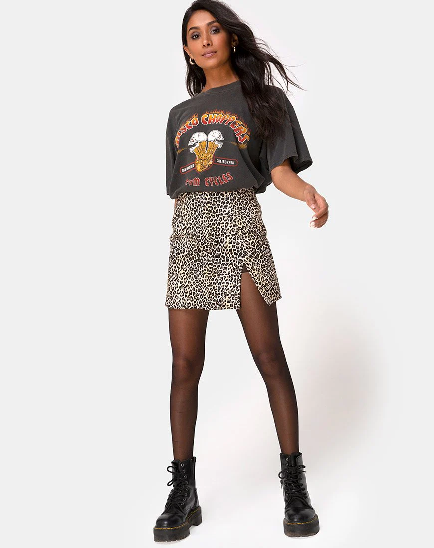 Pelmet Mini Skirt in Rar Leopard Brown - Image 3