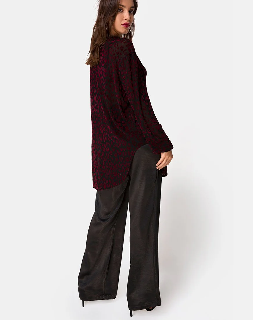 Phobe Shirt in Red Leopard Flock Net - Image 4