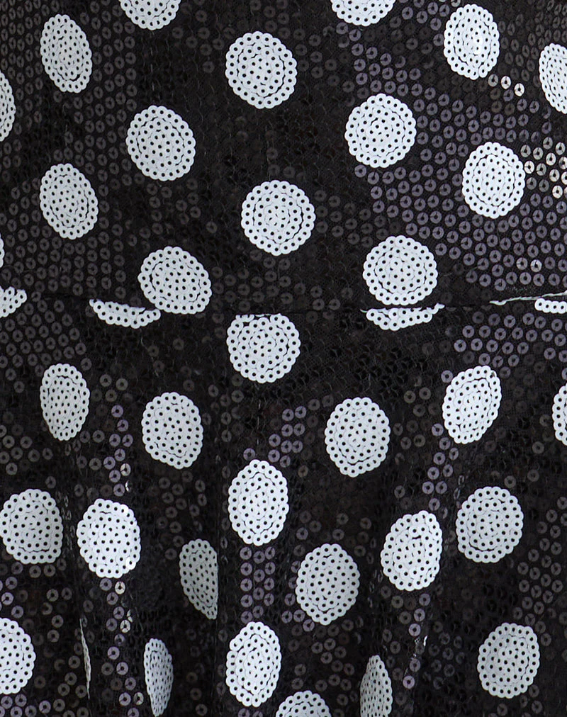 Pipo Mini Dress in Polka Sequin Monochrome - Image 6