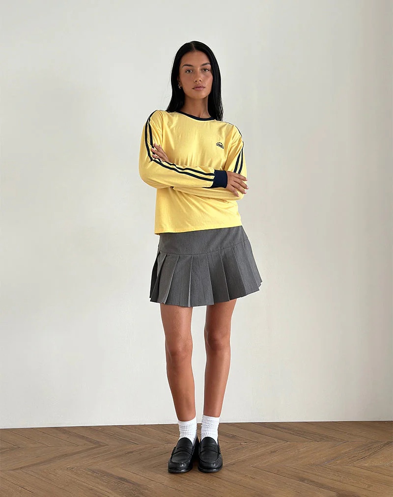 Prata Long Sleeve Top in Lemonade with Navy Binding - Image 4